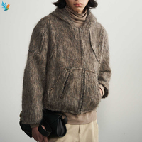 Vente en gros de cardigan à fermeture éclair de haute qualité pull tricoté en laine mélangée grand manteau à capuche en tricot veste décontractée pour hommes