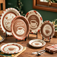 Assiettes jetables en papier pour mariage et fête, forme ronde blanche cristalline, assiettes à déjeuner pour restaurant, vente chaude