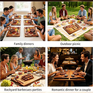 Juego de Tabla de Cortar para Carne de Madera de Acacia Premium con Ranuras para Salsas y Canales para Jugo, para Servir en Restaurantes y Bares de Carne - Product Image 6