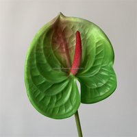 Bunga Anthurium Hijau Sentuhan Realistis Buatan L-645, Batang Anthurium Palsu dari Lateks untuk Dekorasi Bunga Pernikahan dan Rumah CE