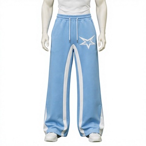 Pantalones Deportivos Holgados con Estampado de Estrellas y Logotipo Personalizado, Pantalones de Chándal Anchos de Estilo Urbano para Hombre, Pantalones Deportivos Unisex Casuales de Algodón y Felpa - Product Image 1
