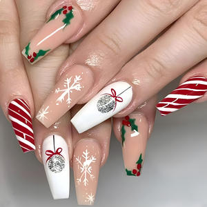 Presse à ongles personnalisée ballerine noël <span class=keywords><strong>rouge</strong></span> cercueil <span class=keywords><strong>French</strong></span> Tip ongles <span class=keywords><strong>manucure</strong></span> acrylique à coller sur les ongles Vente en gros - Product Image 6