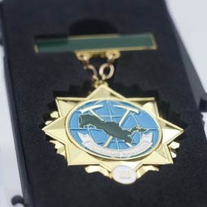 Medallas y cintas de premios de seguridad de lujo personalizadas Medallones de brazo de oro de metal Insignias con cajas - Product Image 2