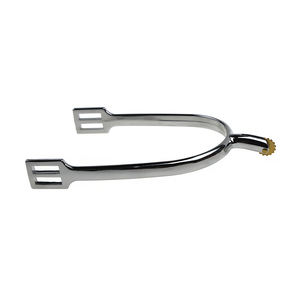 Zinken legering paardensporen met koperen roevel, mannenmaat, nek lengte 20 mm, zilverkleurig, verkocht per paar SP6107ZMR - Product Image 1