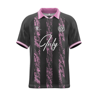 Jersey sepak bola asli pria, baju latihan cepat kering bergaris seragam sepak bola Retro dengan kerah