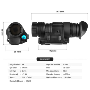 PVS 14 4x狩猎夜视单目200米红外红外NV头戴式夜视瞄准镜 - Product Image 3