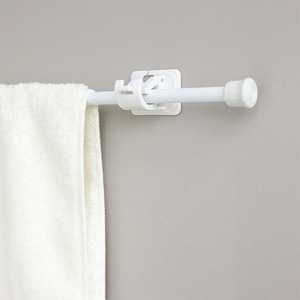 No Drill <b>Curtain</b> Rod Adjustable Length Bathroom <b>Kitchen</b> Door Rod Support Bracket With Clips - Product Image 4