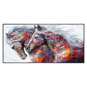 Kit de <span class=keywords><strong>peinture</strong></span> <span class=keywords><strong>diamant</strong></span>ée Songwoo, motif abstrait horizontal coloré, deux chevaux, avec diamants ronds complets - Product Image 2