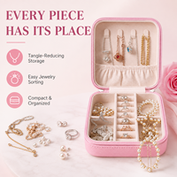 Boîte à bijoux de voyage en cuir PU personnalisée, organiseur de rangement portable à fermeture éclair pour bagues, colliers, boucles d'oreilles