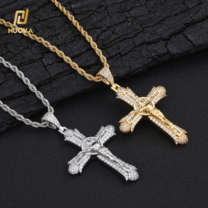 NUOYA 镀金钻石耶稣十字架吊坠项链 18K 镀金宗教嘻哈珠宝男女款 - Product Image 3