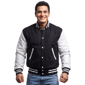 <b>Men's</b> High Street Style Leather Sleeve <b>Baseball</b> Varsity <b>Jacket</b> Plus Size Casual Winter Wear CollegeBaseballjacket <b>for</b> <b>men</b> - Product Image 1