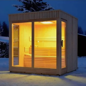 Sauna extérieur moderne pour villa, 4 personnes, en bois de <span class=keywords><strong>cèdre</strong></span> rouge massif, portable, fonction vapeur humide avec poêle à sauna - Product Image 4