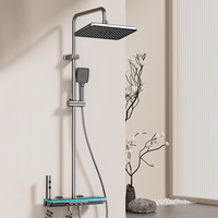 Ensemble de douche d'hôtel thermostatique moderne brossé intelligent LED à affichage numérique pour économiser l'eau effet lumière étoilée pluie