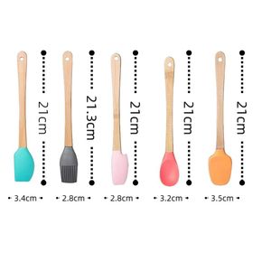 Bamboo Handle <b>Silicone</b> 5-Piece Cooking Set Heat Resistant Spatula Spoon Brush Kitchen <b>Tools</b> - Product Image 4