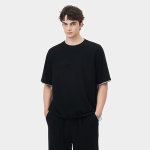 T-shirt Homme Col Rond Ample Personnalisable en Maille Unie de Haute Qualité, Coupe Oversize, Vente en Gros - Product Image 1