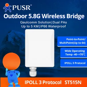 Pusr điểm đến điểm/cầu không dây đa điểm với 5.8G Wifi 15dBi Antenna 5km IP66 không thấm nước lên đến 64 điểm USR-ST515N CPE