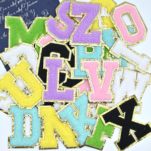Wholesale Custom Alphabet Iron on Patch Set Glitter Letter Patch for Clothes Accessories Designer Towel - Product Image 5