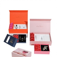 Boîte cadeau en forme de livre pour montre, collier, bague, bijoux, avec papier spécial, design de fleurs éternelles pour la Saint-Valentin, amour