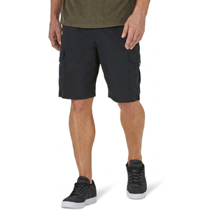 Shorts cargo noirs pour hommes, taille mi-haute, décontractés, respirants, en polyester tissé, avec poches, pour l'été - Product Image 1