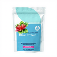 Poudre de protéines Clear Protein+ 461g saveur fraise 16g de protéines Collagène Sans sucre Électrolytes Fibres Probiotiques Vitamine C Biotine