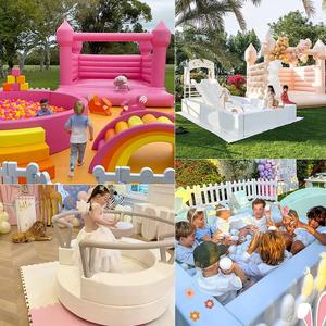 Пастельный мягкий игровой пакет для вечеринки Аренда блоков для скалолазания розовый белый набор оборудования для мягких игр на заказ игровая площадка цветочный мини-набор - Product Image 2