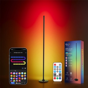 Modern RGB <b>Corner</b> <b>LED</b> Floor Lamp Smart App Remote Control Aluminum PVC Construction White Shade Colorful Atmosphere <b>Light</b> Indoor - Product Image 2