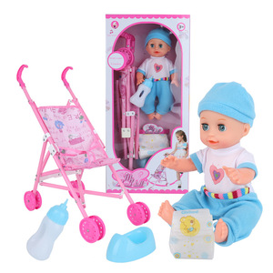 Muñeca cochecito <span class=keywords><strong>de</strong></span> bebé carrito <span class=keywords><strong>de</strong></span> <span class=keywords><strong>juguete</strong></span> 3D ojo Carro <span class=keywords><strong>de</strong></span> mano agua potable haciendo sonido parpadeante regalo del Día <span class=keywords><strong>de</strong></span> los niños - Product Image 4
