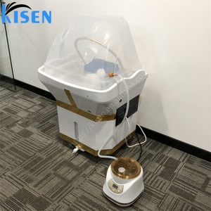 Kisen Cheap Price Portable Shampoo Bowl with Water tank Sink Modern Gold <b>White</b> Shampoo Sink with Water Circulation and Steamer - Product Image 4