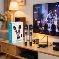 Microphone dynamique sans fil portable à double canal avec récepteur, microphone à main pour karaoké, amplificateur de son