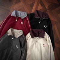 Veste bomber ample à fermeture éclair, style rétro américain, patchwork à carreaux, 100% polyester, col rabattu, livraison directe d'usine