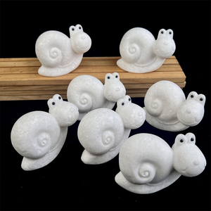 Décorations en cristal polies à la main en gros, artisanat de sculpture, forme d'animal, <span class=keywords><strong>escargot</strong></span> en jade blanc pour collection - Product Image 4