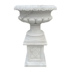 Produk Batu Taman Ukiran Batu Pot Bunga Mewah Ukiran Marmer Putih Pot Tanaman - Product Image 2