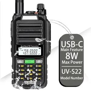 GMRS UV-S22 Black Handheld Walkie-Talkies Long Range Two-Way Radio IPX4 Resistência À Água 999 Armazenamento Canal Ham Radio HF