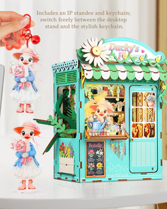 Ducky's Flower Shop Book Nook Kit 3D Wooden Puzzle with <b>LED</b> <b>Light</b> DIY Miniature Bookend for Home Decor Gifts - Product Image 1