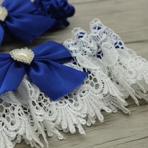 <span class=keywords><strong>Jarretière</strong></span> de mariée en satin élastique <span class=keywords><strong>bleu</strong></span> royal décoratif coeur perle ruban jarretières de mariée en gros - Product Image 4
