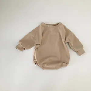 Baifei Custom Baby Clothes Kids Clothing Natural Fabric Plain Solid Long Sleeves Cotton Boys' And Girls' Baby Sweater Romper