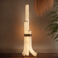 Lampadaire en albâtre moderne nordique laiton luxueux trois cylindres en marbre pour hôtel cuisine salon