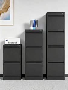 Archivador de Oficina Moderno de Acero, Gabinete Amplio para Tarjetas, Color Negro Sólido, 2 Cajones Laterales, con Cerradura, para Gimnasio, Escuela, Hospital - Product Image 2
