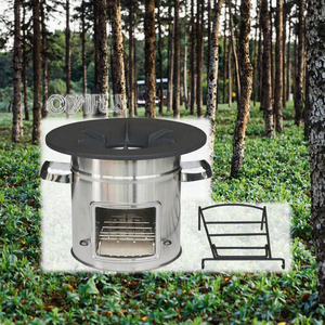 เตาไม้สแตนเลสแบบตั้งพื้นสำหรับทำอาหารกลางแจ้ง เตาแคมป์ปิ้งประสิทธิภาพสูงสำหรับครัวและสวนสาธารณะ - Product Image 2