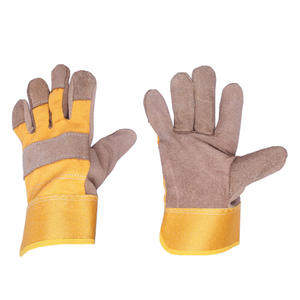 Gants courts en cuir de vachette jaune à deux couches, semi-cuir, gants de travail, isolants thermiques, résistants à l'usure, gants de soudage - Product Image 1