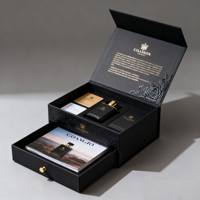 Boîte cadeau haut de gamme personnalisée en carton gaufré, à double porte, en forme de livre, avec doublure en éponge, emballage élégant pour souvenirs