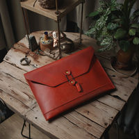 Sacoche pour ordinateur portable en cuir véritable, 28x19.5cm, pochette PC en cuir de vachette