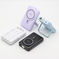 Batterie externe pour téléphone portable 10000 mAh avec 3 câbles intégrés, affichage numérique, type C, 10000 mAh avec support, chargeur sans fil magnétique