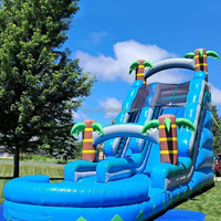 Glissade gonflable en forme de palmier de 18 pieds à prix avantageux, glissade aquatique gonflable tropicale en PVC, châteaux gonflables à vendre