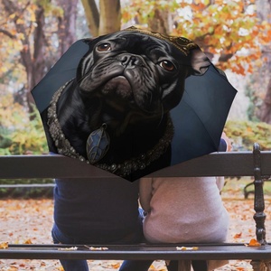 Cheap Wholesale Manual Open Compact Promotional 3 Fold Iron Frame Glass Fiber Ribs All-Season Custom Logo Pattern <b>Umbrella</b> - Product Image 2