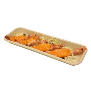 Disposable Food Serving Trays Heavy-Duty Large Paper Plates Compostable Bamboo Pulp Platters for Crawfish
