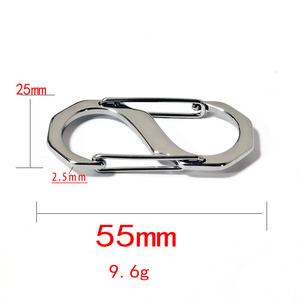 Mosquetón de acero inoxidable 304 duradero a prueba de herrumbre, resorte de doble cabeza en forma de S, hebilla rápida, llavero de bolsa de 8 formas para exteriores - Product Image 3