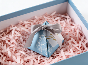 Square <b>Wedding</b> Favor <b>Box</b> Eco-Friendly High-End Thick White Cardboard with Gold Foil Stamping and Varnishing Sponge Liner - Product Image 4