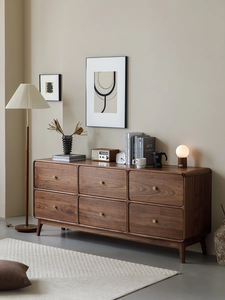 צפון אמריקה עץ אגוז שחור שידה עם שש מגירות מודרני מינימליסטי נורדי אמצעי עתיק סִגְנוֹן ריהוט ביתי לסלון - Product Image 2