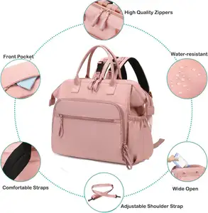 حقيبة حفاضات بسعة كبيرة حقيبة يد للحفاضات للأمهات تُنظم باليد للأمهات وللسفر وللسفر ولحفاضات النساء